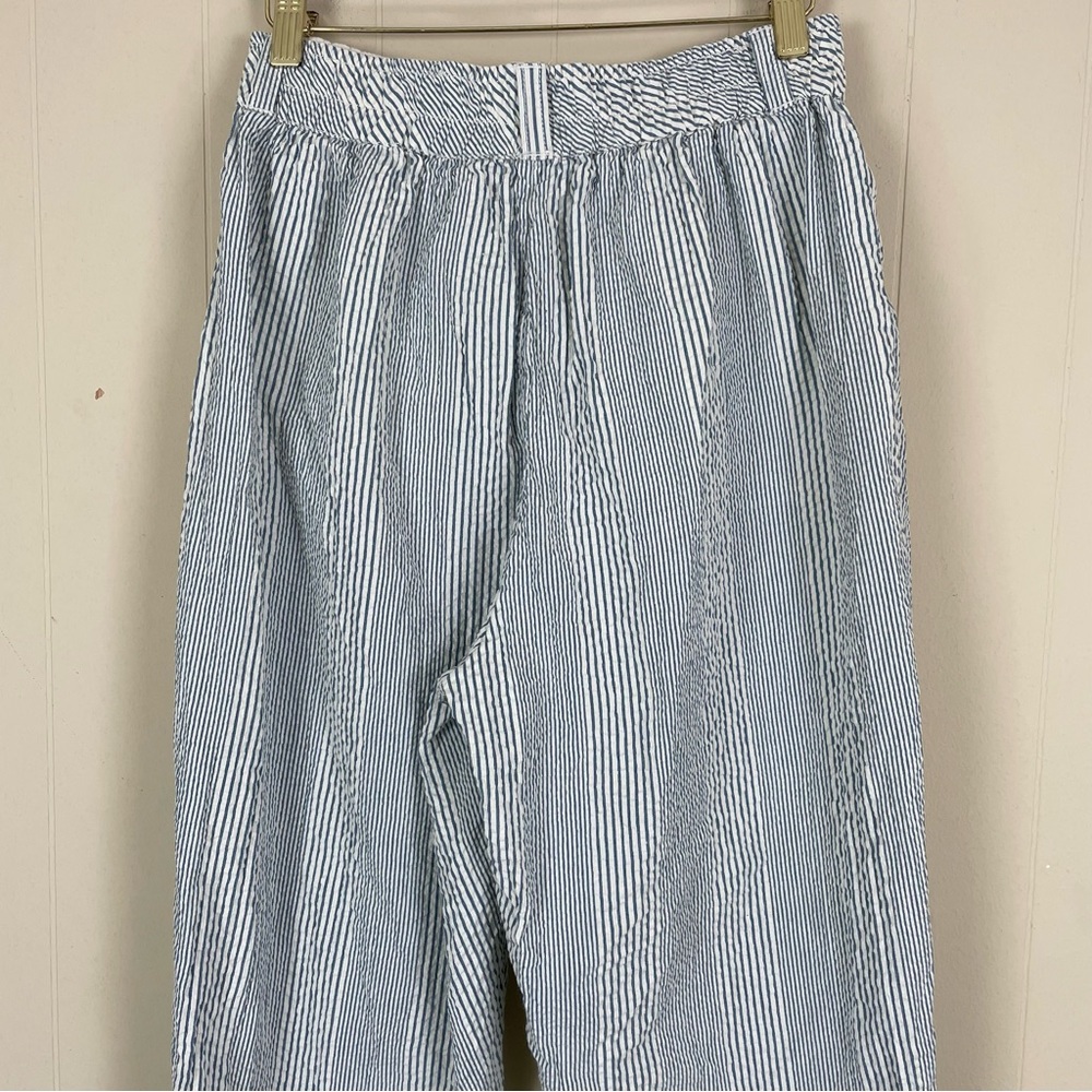 Free People Make A Stand Trousers Blue & White Combo Seersucker Size Small - Picture 10 of 16